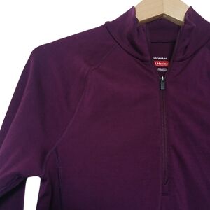 Icebreaker Merino 300 Wool Jersey Sweater Sleeve Half Zip Burgundy Unisex Small